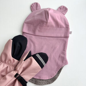 tuukrimüts meriinoga vanaroosa kõrvadega