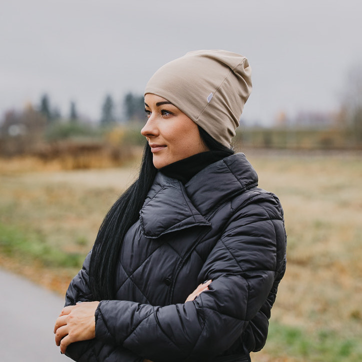 meriinoga müts beež täiskasvanutele