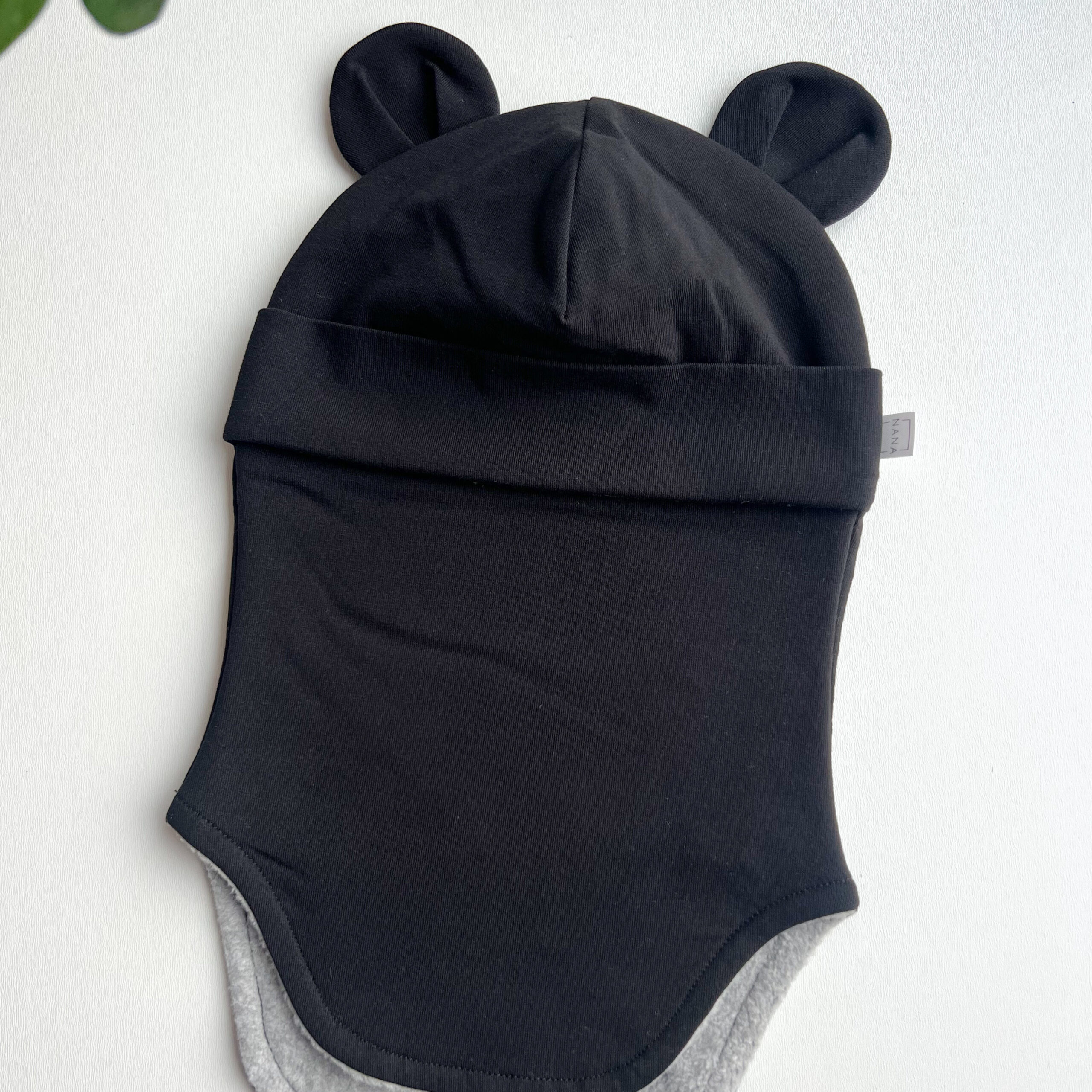 tuukrimüts puuvillafliisiga must kõrvadega