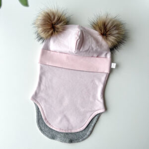 tuukrimüts puuvillafliisiga heleroosa tuttidega