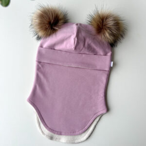 tuukrimüts puuvillafliisiga vanaroosa tuttidega