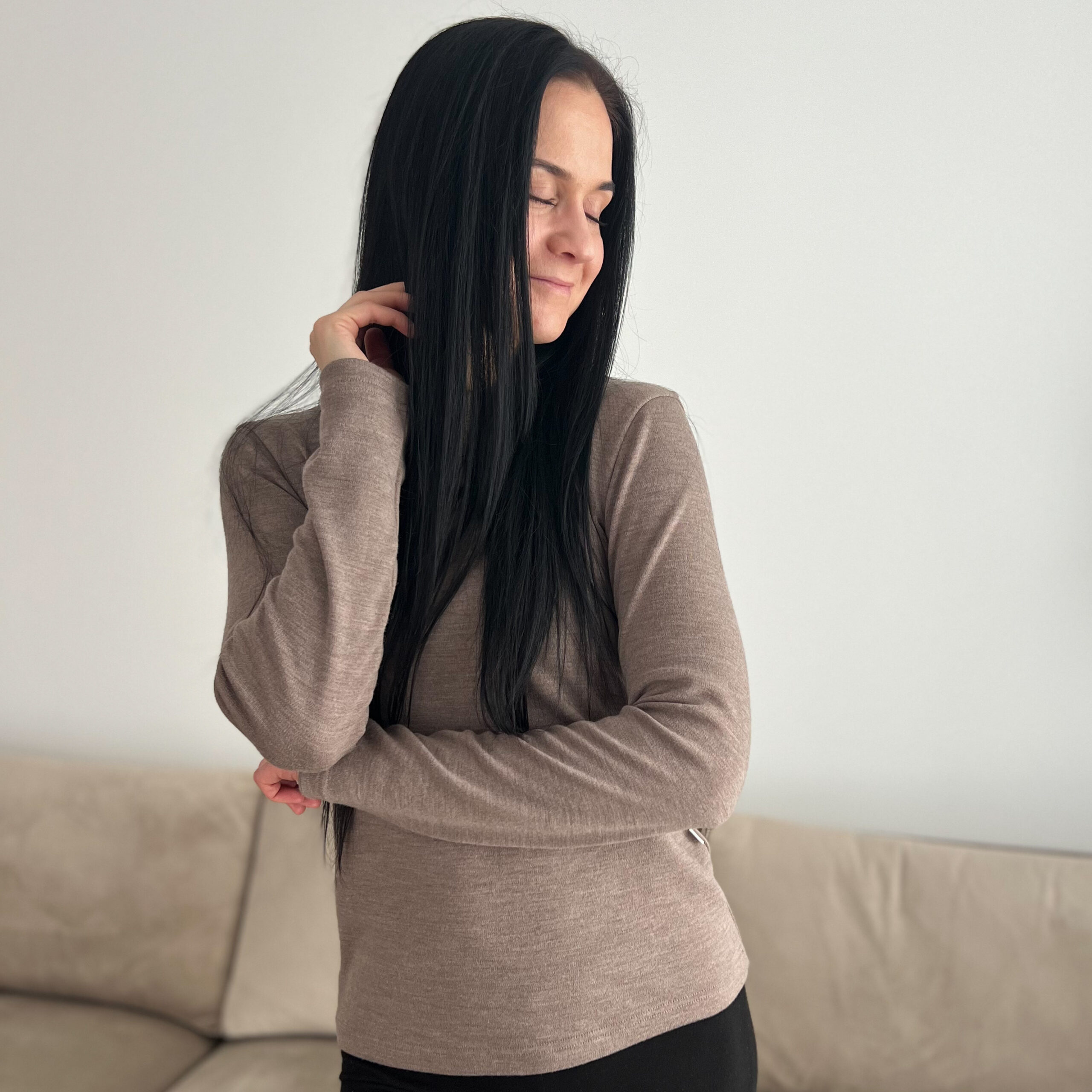 NANA meriinovillane pluus naistele pruunikas