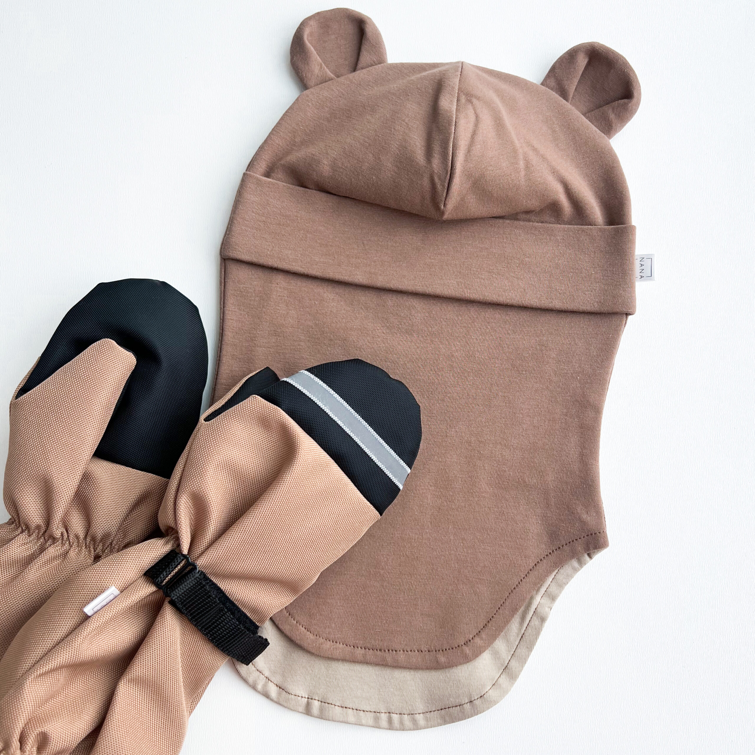 tuukrimüts topeltpuuvillane helepruun kõrvadega