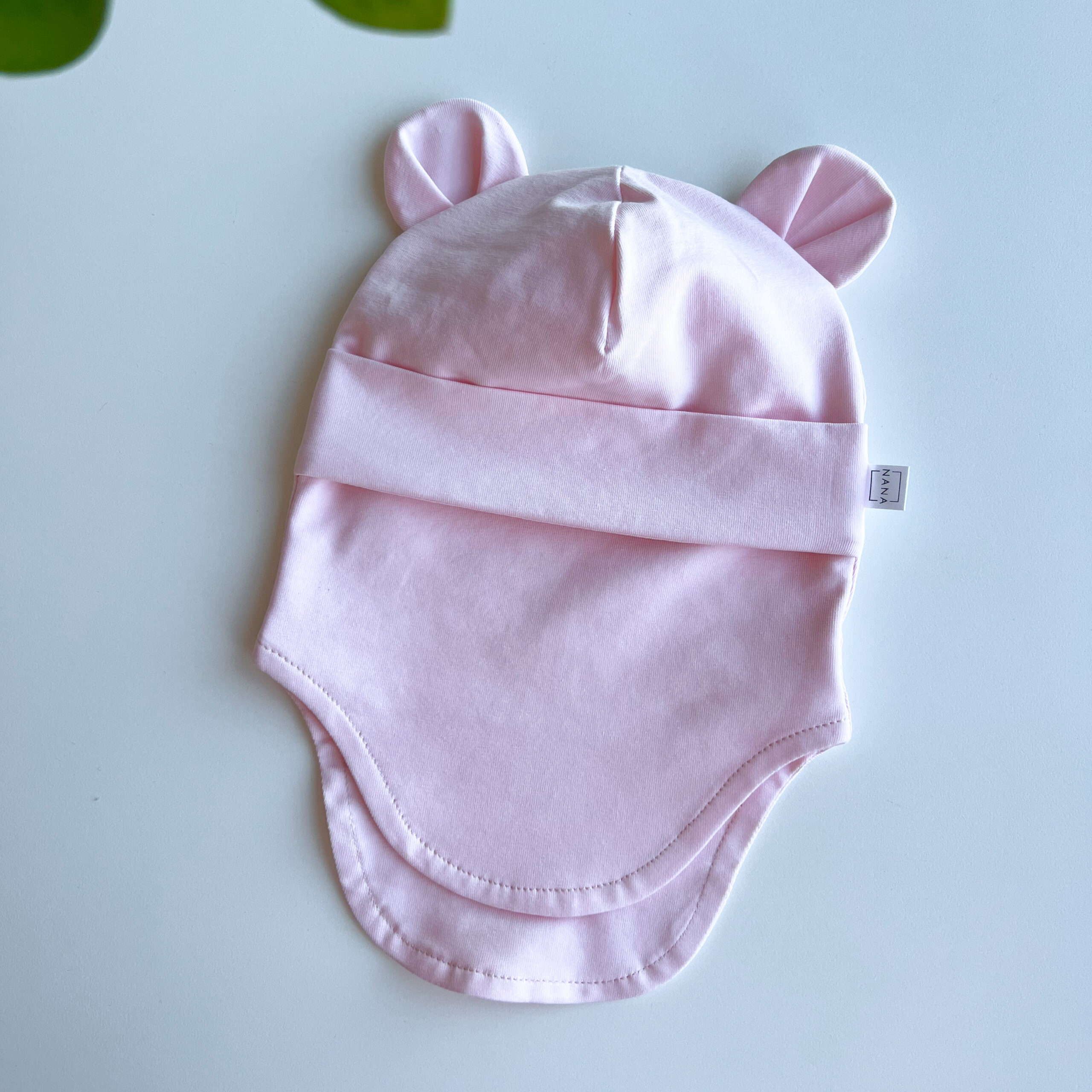 tuukrimüts puuvillane heleroosa kõrvadega